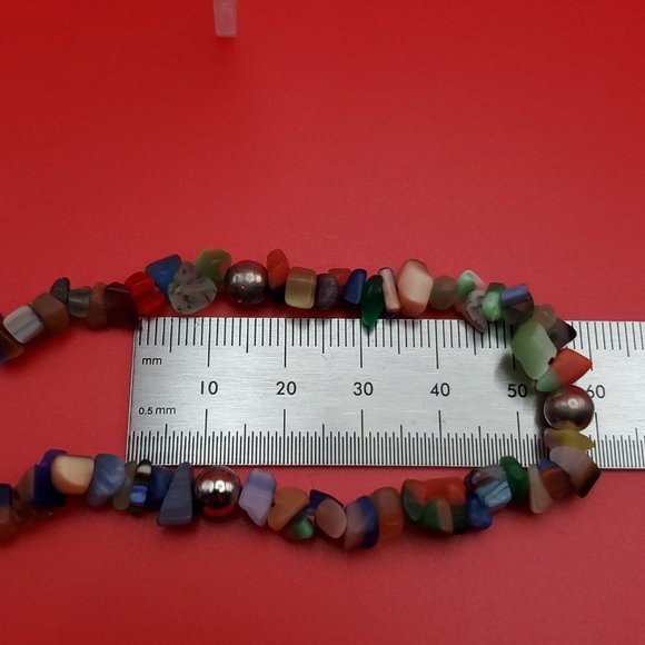 9 Inch 925 Sterling Silver Beautiful Many Colorful Stone Chips Ankle Bracelet - Picture 5 of 6